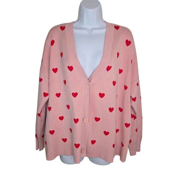 Abbott Elementary Heart V-neck Cardigan Sweater Size 1x - Picture 1 of 6